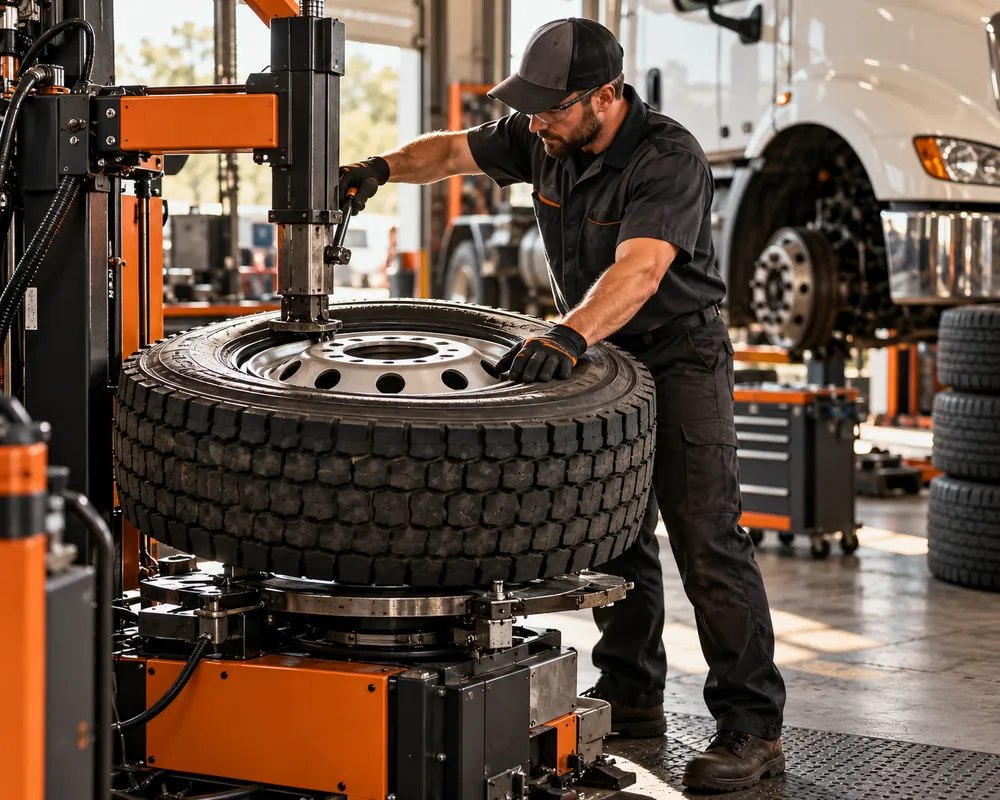 Mounting a commercial truck tire